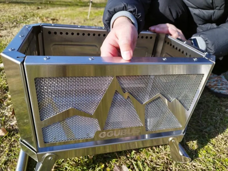 GGUBUS 二次燃焼焚火台 Full Stainless Dual Stove メッシュパネル設置